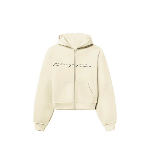 Heavyweight 'Coconut Cream' Zip-Up Hoodie